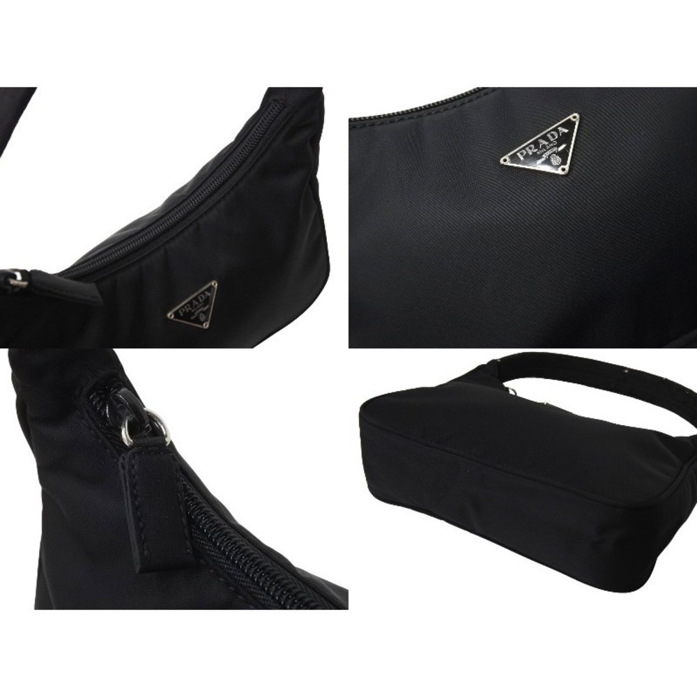 PRADA Hobo One Shoulder Hobo Bag Handbag Triangle Logo Black - Picture 6 of 8